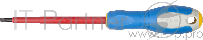 Отвертка ПРОФИ ЭЛЕКТРИК Cr-V, трехкомпонент рукоятка, высоковольтная до ~1000В, SL, 5,5x125 мм | 25261-5.5-125 | ЗУБР