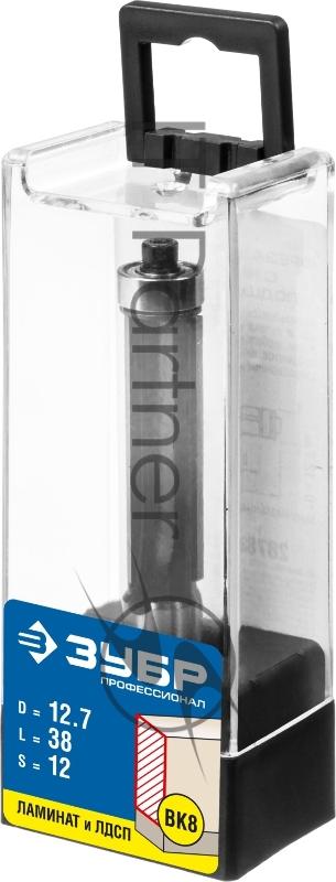 Фреза кромочная с нижним подшипником ЗУБР 12.7x38мм, хвостовик 12мм