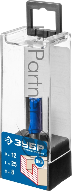 Фреза пазовая прямая ЗУБР 12x25мм, хвостовик 8мм
