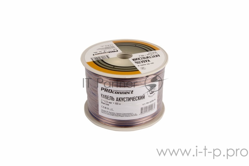 Кабель акустический 2х0,25 мм? прозрачный BLUELINE (бухта 100 м) | 01-6201-6 | PROconnect