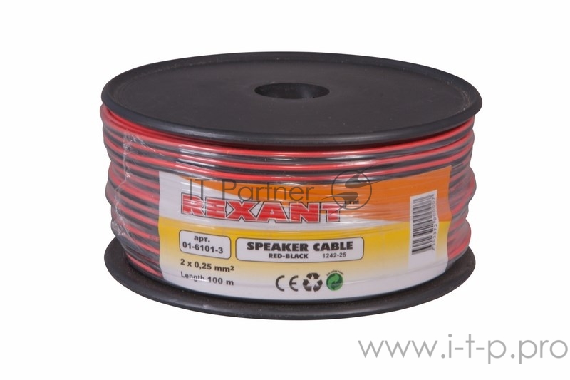Кабель акустический 2х0,25 мм? красно-черный (бухта 100 м) | 01-6101-3 | REXANT