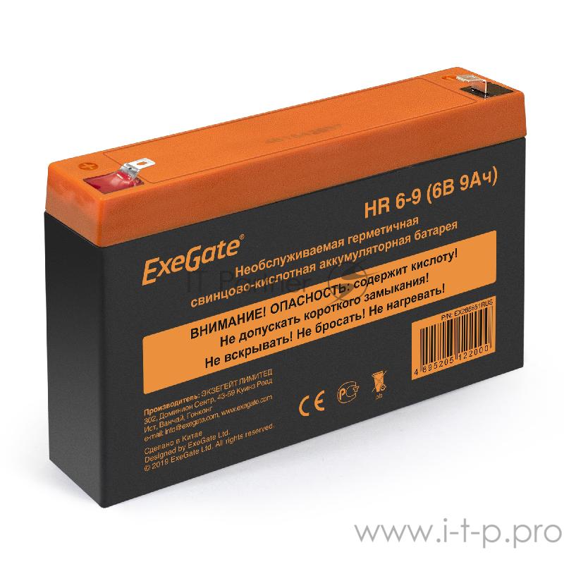 Аккумуляторная батарея ExeGate HR 6-9 (6V 9Ah 634W, клеммы F1)