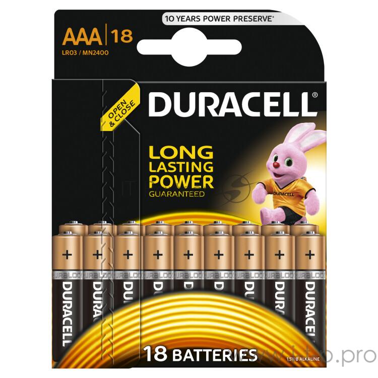 Элементы питания Duracell LR03-18BL BASIC | Б0014449 | Duracell