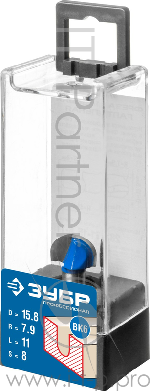 Фреза пазовая галтельная ЗУБР 15.8x11мм, радиус 7.9мм