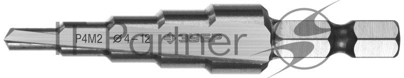 Сверло ступенчатое ЗУБР 4-12мм, 5 ступеней, сталь Р4М2