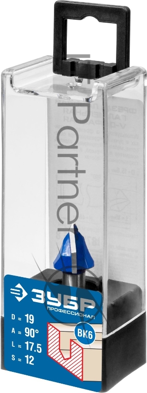 Фреза пазовая галтельная V-образная ЗУБР 19x17,5мм, угол 90°мм