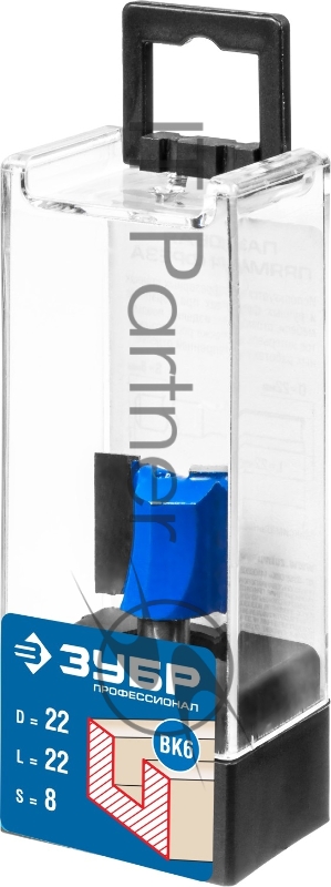 Фреза пазовая прямая ЗУБР 22x22мм, хвостовик 8мм