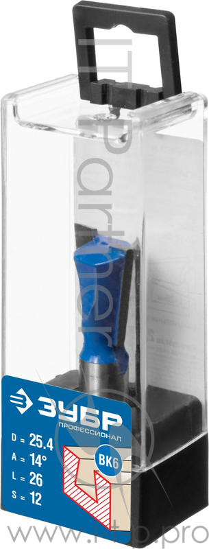 Фреза пазовая фасонная Ласточкин Хвост ЗУБР 25.4x26мм, угол 14°