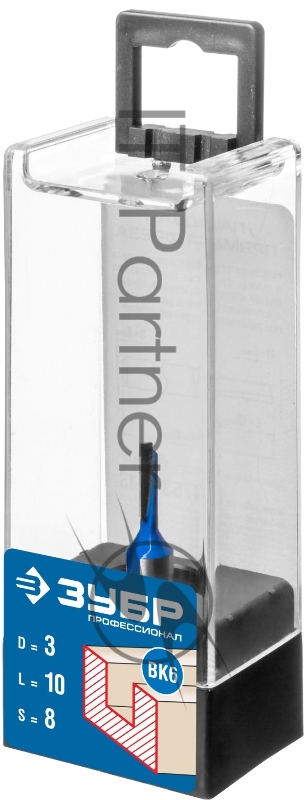 Фреза пазовая прямая ЗУБР 3x10мм, хвостовик 8мм