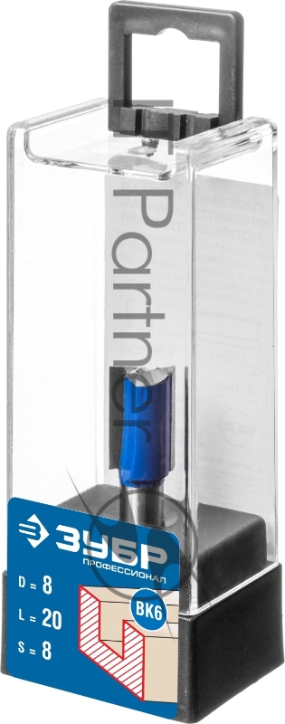 Фреза пазовая прямая с нижними подрезателями ЗУБР 8x19мм, хвостовик 8мм