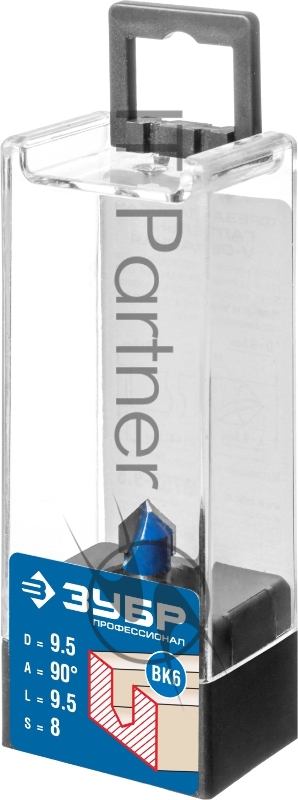 Фреза пазовая галтельная V-образная ЗУБР 9.5x9.5мм, угол 90°мм
