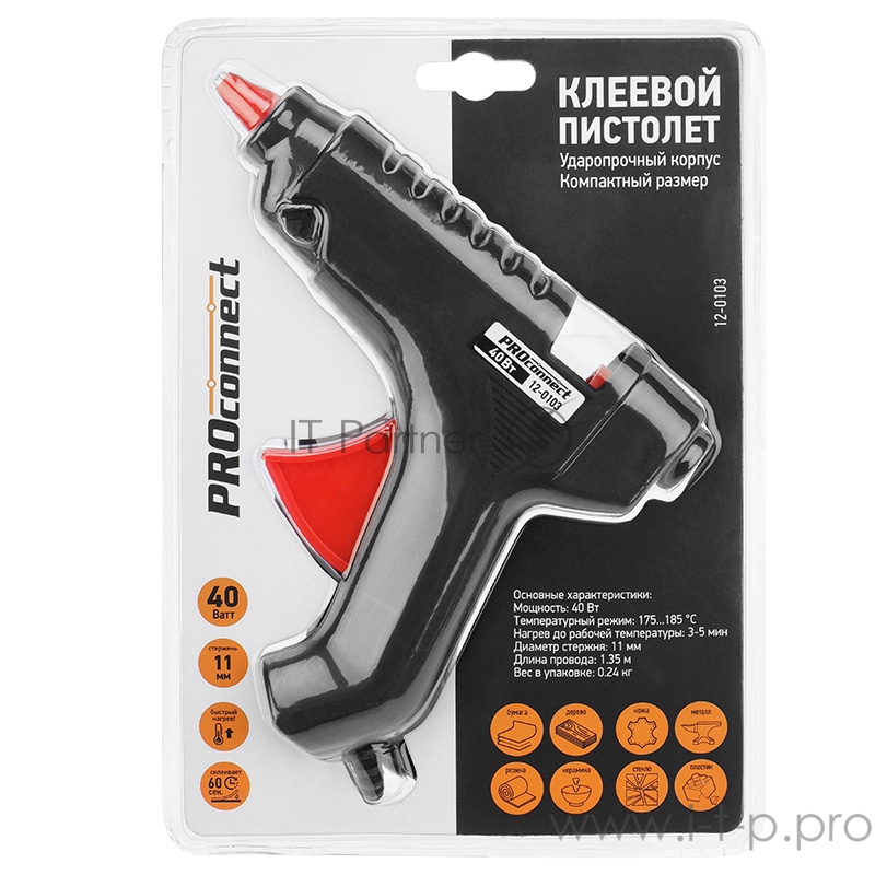 Пистолет клеевой 40 Вт ? 11 мм (блистер) PROconnect | 12-0103 | PROconnect