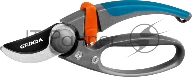 Секатор P-57 с двухкомпонентными эргономичными рукоятками, с эфесом, плоскостной, 210 мм, GRINDA PROLine