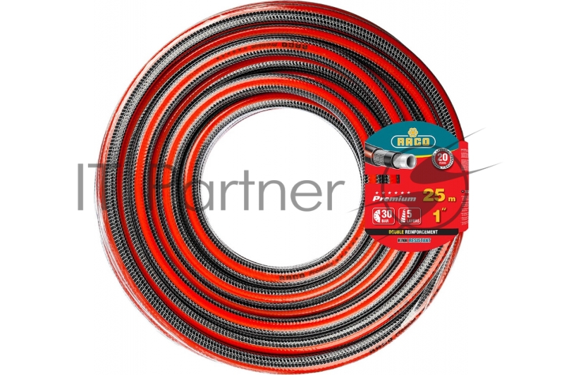 Пятислойный поливочный шланг RACO PREMIUM 1, 25 м, 40 атм, усиленный двумя слоями армирования