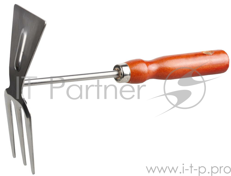 Ручные инсктрументы для обработки почвы (Буры, Вил Мотыжка садовая GRINDA (8-421135_z01) прямое лезвие - 3 зубца, из нержавеющей стали, деревянная ручка, 250мм