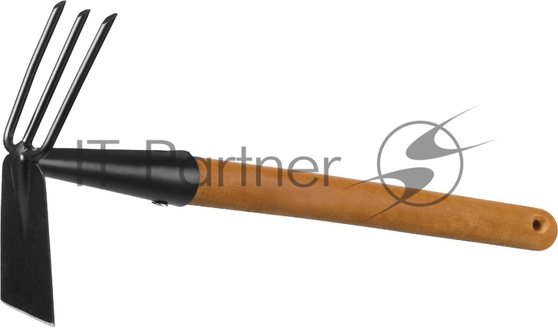 Мотыга-рыхлитель PROLine, лопатка+3 зуба с деревянной ручкой, GRINDA 421517, 113х100х575мм