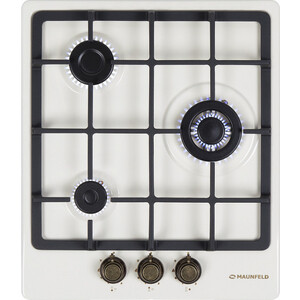 Газовая панель MAUNFELD EGHE.43.33CBG.R/G Газовая панель MAUNFELD EGHE.43.33CBG.R/G/ газ, ширина 45 см, 3 конфорки, слоновая кость