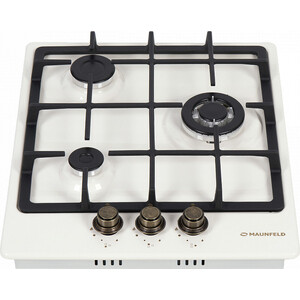 Газовая панель MAUNFELD EGHE.43.33CBG.R/G Газовая панель MAUNFELD EGHE.43.33CBG.R/G/ газ, ширина 45 см, 3 конфорки, слоновая кость