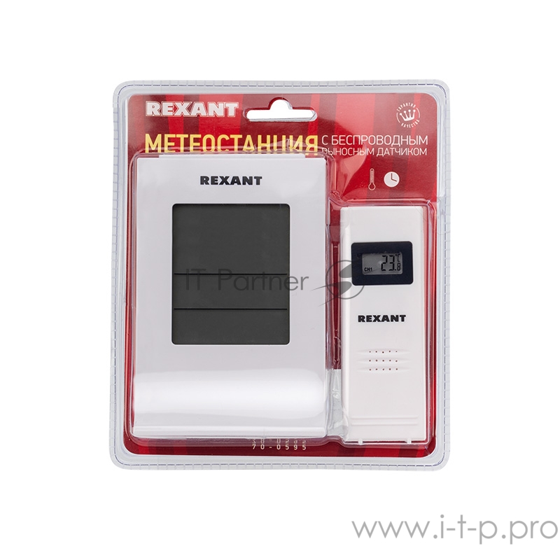 Метеостанция REXANT 70-0595 {с беспроводным выносным датчиком}