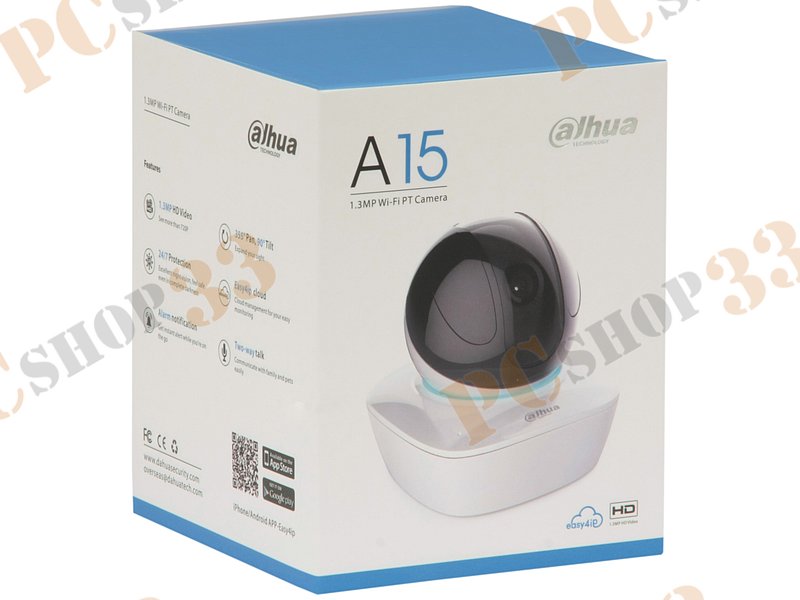 IP-камера Dahua DH-IPC-A15P (1.3Мп, CMOS, цвет., 1/3, 3.6мм, 0.45/0лк, ИК-подсветка, WiFi, microSD, микрофон, динамик)