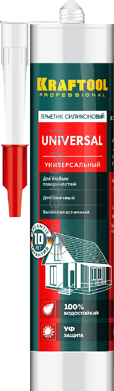 Герметик силиконовый KRAFTOOL 41253-2 прозрачный, универсальный, 300мл