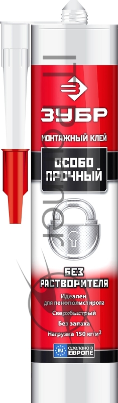 Клей монтажный, ЗУБР КМ 300, особопрочный, без растворителей, 300мл