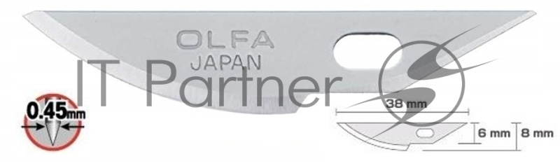 Лезвия OLFA OL-KB4-R/5 закругленные для ножа AK-4, 6(8)х38х0,45мм, 5шт