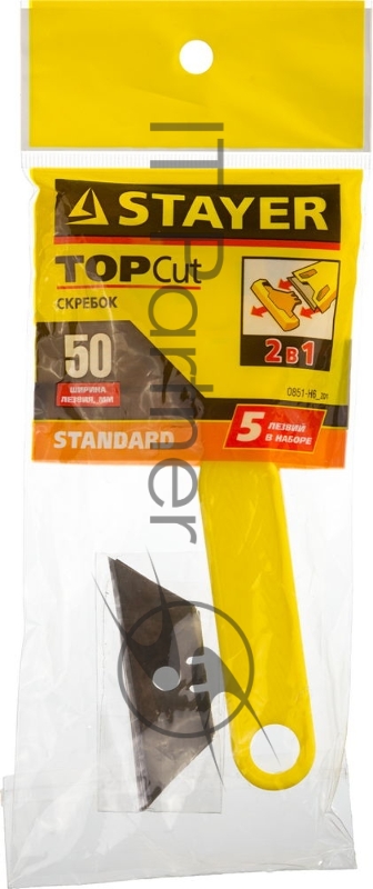 Набор STAYER STANDARD: Скребок пластмассовый с 5 лезвиями, 50мм