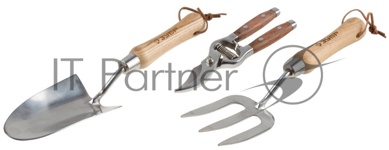 Набор ЗУБР ЭКСПЕРТ садовый: совок посадочный широкий, вилка посадочная, секатор