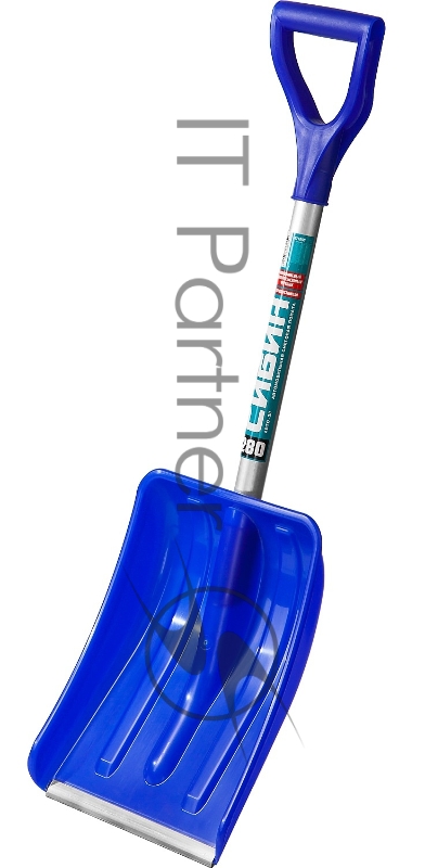 Лопата СИБИН АВТО-28 автомобильная снеговая, пластиковая с алюминиевой планкой, алюминиевый черенок, V-ручка, 280 мм.