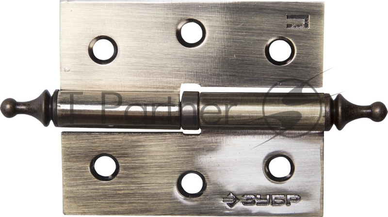 Петля дверная разъемная ЗУБР ЭКСПЕРТ, 1 подшипник, цвет ст. латунь (AB), правая, с крепежом, 75х63х2,5мм,2шт