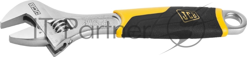 Ключ разводной JCB JPL021, хромированное покрытие, двухкомпонентная рукоятка, CrV cталь, 200мм