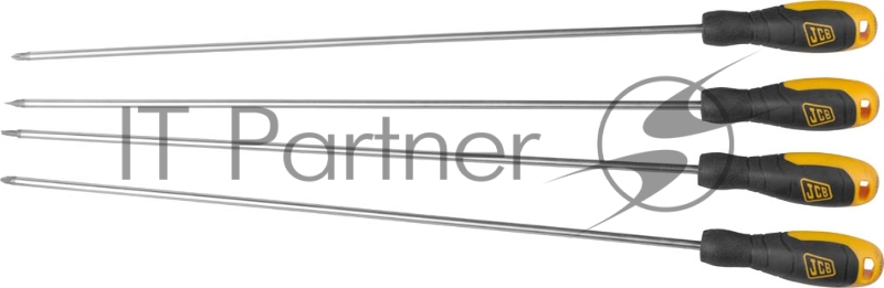 Набор JCB JSD023: Отвертки, хромомолибденовая сталь S2, двухкомпонентные рукоятки, магнитный наконечник, 4 предм