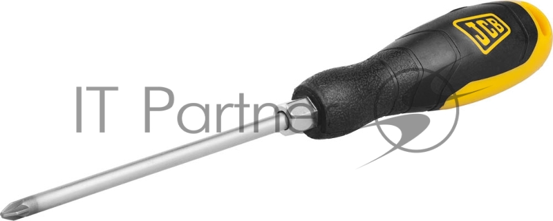 Отвертка JCB JSD009, хромомолибденовая сталь S2, двухкомпонентная рукоятка, магнитный наконечник, PZ №2х125мм