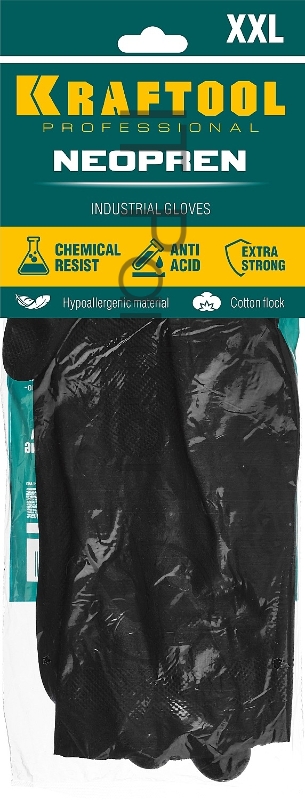 Индустриальные перчатки KRAFTOOL NEOPREN неопреновые, противокислотные, размер XL