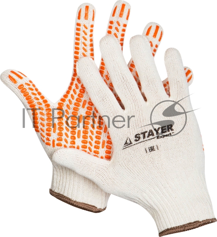 Перчатки с увеличенной площадью STAYER TRACK, размер L-XL, ПВХ-гель покрытия протектор, х/б 10 класс.