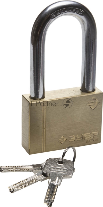 Замок ЗУБР ЭКСПЕРТ навесной, латунный корпус, классическая форма, удлиненная закаленная дужка, 70мм
