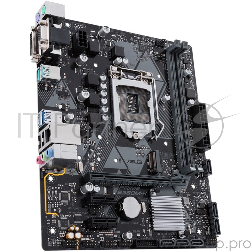 Мат. плата Socket1151 ASUS PRIME B360M-K (iB360, 2xDDR4, M.2, SATA III, PCI-E, D-Sub, DVI, 1Гбит LAN, USB3.1, mATX)