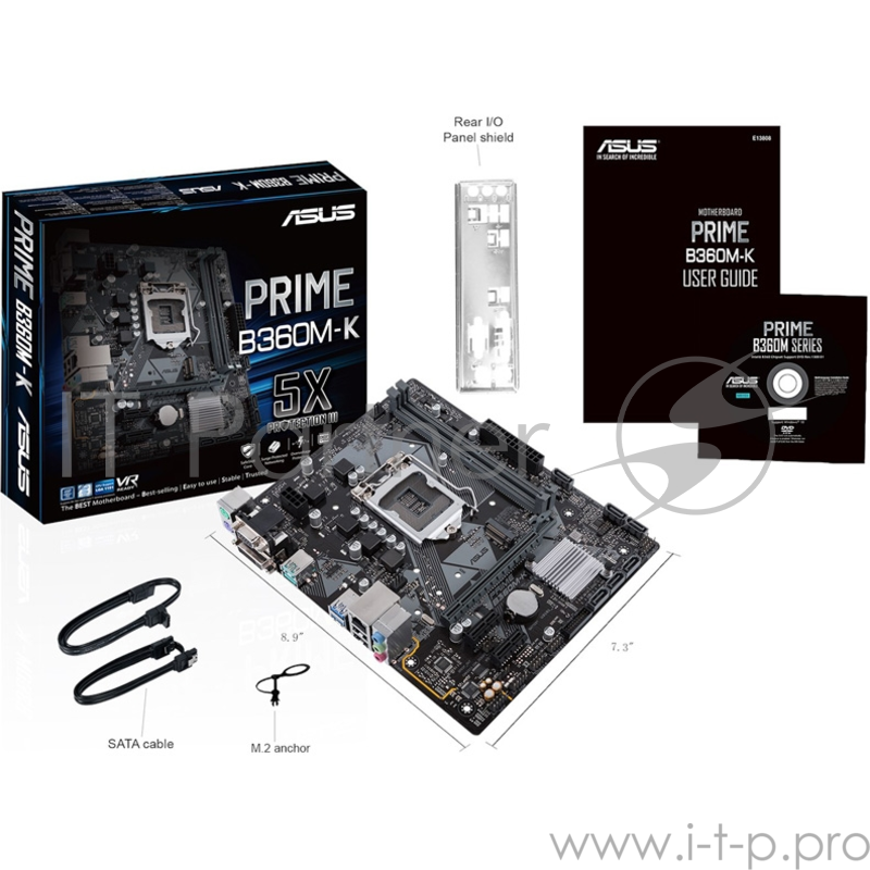Мат. плата Socket1151 ASUS PRIME B360M-K (iB360, 2xDDR4, M.2, SATA III, PCI-E, D-Sub, DVI, 1Гбит LAN, USB3.1, mATX)