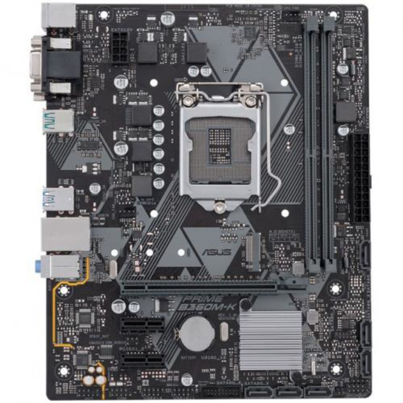 Мат. плата Socket1151 ASUS PRIME B360M-K (iB360, 2xDDR4, M.2, SATA III, PCI-E, D-Sub, DVI, 1Гбит LAN, USB3.1, mATX)