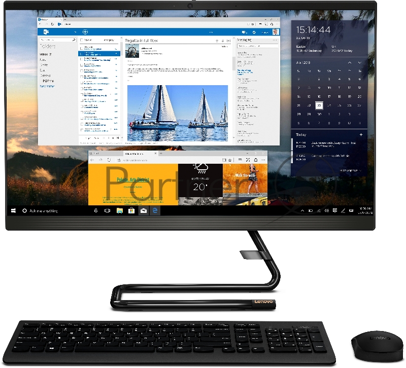 Моноблок Lenovo IdeaCentre AIO A340-24IWL 23.8(1920x1080 IPS)/Intel Core i3 10110U(2.1Ghz)/4096Mb/256SSDGb UHD Graphics 620/BT/WiFi/war 1y/5.87kg/black/DOS + Клавиатура, мышь USB