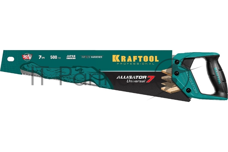 Ножовка универсальная KRAFTOOL Alligator 7, 500 мм, 7 TPI 3D зуб