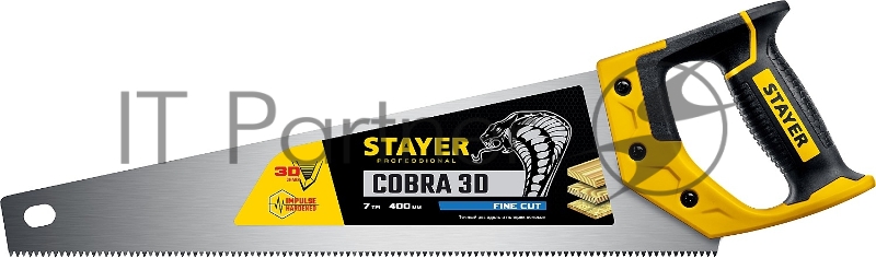 Ножовка универсальная (пила) STAYER Cobra 3D 400мм, 7TPI, 3D зуб, точн.рез вдоль и поперек волокон, для средних заготовок из всех видов материалов