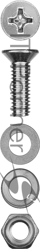 Винт (DIN965) в комплекте с гайкой (DIN934), шайбой (DIN125), шайбой пруж. (DIN127), M4 x 20 мм, 25 шт, ЗУБР
