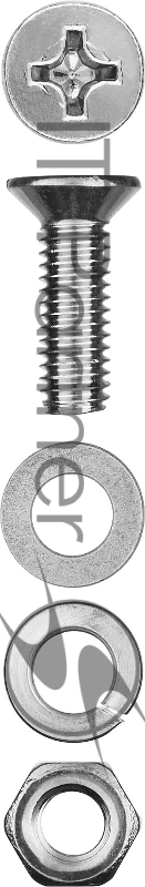 Винт (DIN965) в комплекте с гайкой (DIN934), шайбой (DIN125), шайбой пруж. (DIN127), M5 x 20 мм, 16 шт, ЗУБР