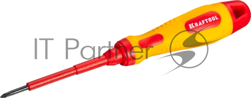 Отвертка KRAFTOOL 250084-0-060, высоковольтная, Cr-Mo-V стержень, двухкомпонент. маслобензостойкая рукоятка, PH №0, 60мм
