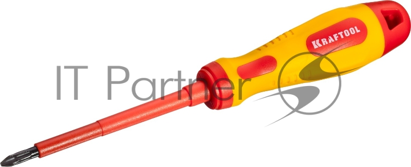 Отвертка KRAFTOOL 250084-2-100, высоковольтная, Cr-Mo-V стержень, двухкомпонент. маслобензостойкая рукоятка, PH №2, 100мм
