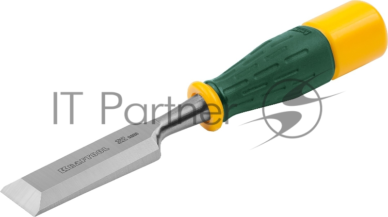 Стамеска KRAFTOOL EXPERT упрочненное полотно, ударочпрочная двухкомп ручка, стальной затыльник для ударных работ,32мм