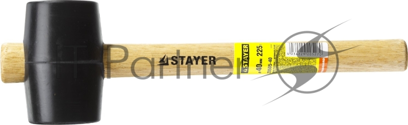 Чёрная резиновая киянка STAYER 20505-40 225г с деревянной рукояткой