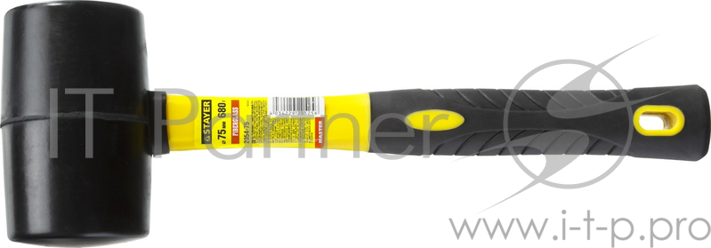 Чёрная резиновая киянка STAYER 2054-75 680г с фиберглассовой рукояткой